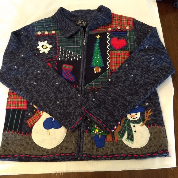 Women's Chritmas Sweater by Designer Studio Originals - Petite/Medium - Zip-Up - Picture 4 of 11